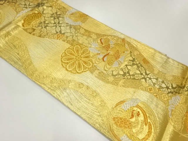 JAPANESE FUKURO OBI / WOVEN FLOWER & BUTTERFLY